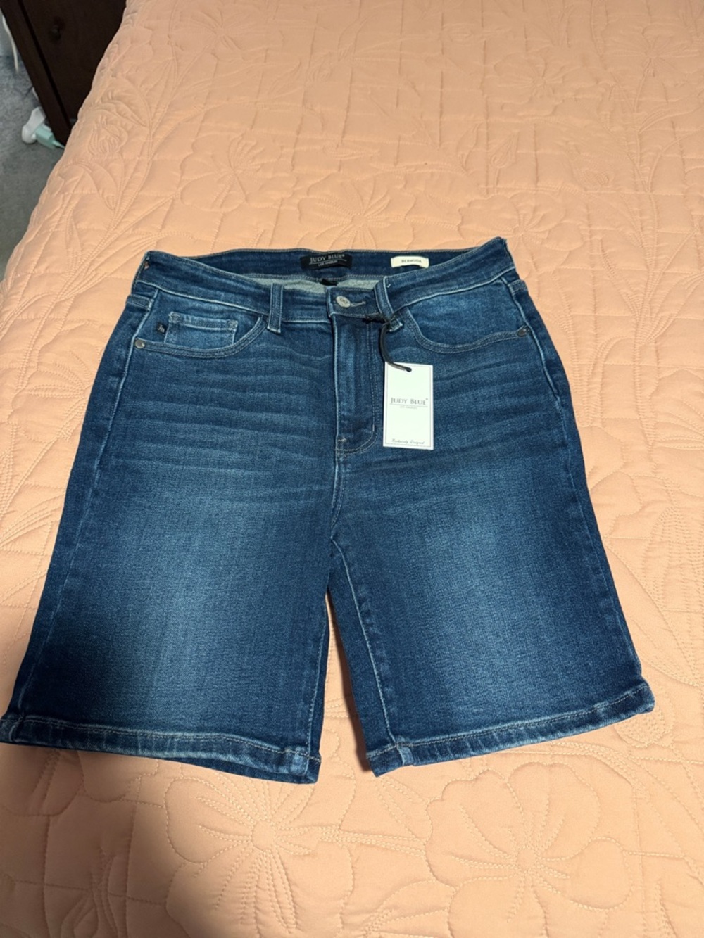 New Judy Blue Deep Indigo Stretch Denim Bermuda Shorts